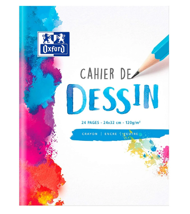 CAHIER DESSIN OXFORD COUVERTURE CARTE PELLICULÉE A4+ 24X32CM 24 PAGES 120G