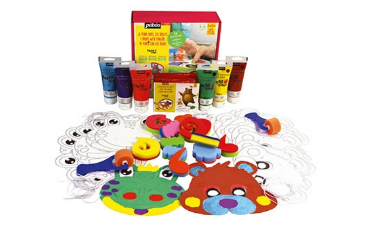 COFFRET PÉBÉO ATELIER TACTICOLOR GOUACHE AU DOIGT + MASQUES + ACCESOIRES POUR 24 ENFANTS