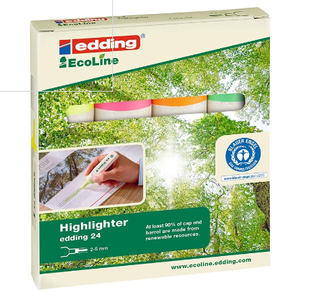SURLIGNEUR EDDING ECOLINE POCHETTE 4 UNITÉS