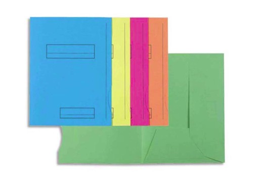 [335000E] CHEMISE EXACOMPTA SUPER CARTE SEMI RIGIDE 240X320MM 210G IMPRIMÉE 2 RABATS COLORIS ASSORTIS LOT 50 UNITÉS