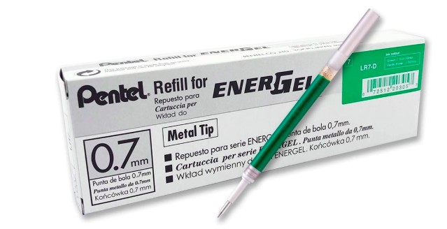 [LR7-DX] RECHARGE PENTEL ROLLER ENCRE GEL ENERGEL BL57/BL107/BL77 LARGEUR MOYENNE COLORIS VERT