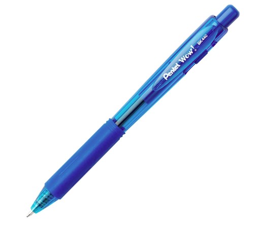 [BK440-C] STYLO-BILLE PENTEL WOW POINTE 1MM RÉTRACTABLE GRIP CAOUTCHOUC CORPS TRIANGULAIRE ERGONOMIQUE ENCRE COLORIS BLEU