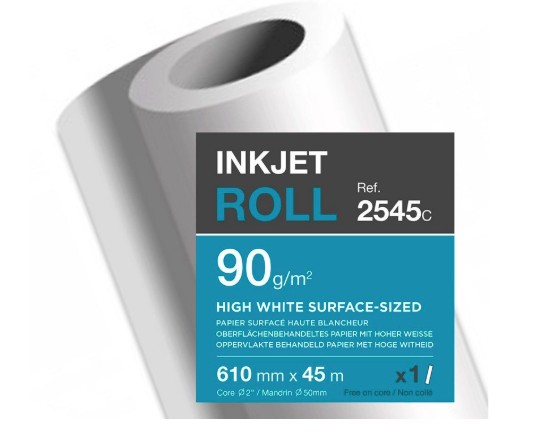 [2545C] PAPIER CLAIREFONTAINE EXTRA BLANC LARGEUR 610MMX45M 90G APPLICATION JET D'ENCRE IMAGES PHOTOS POSTER BOBINE