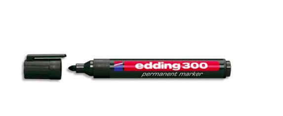 [4-300001] MARQUEUR EDDING PERMANENT E300 POINTE OGIVE TRACÉ 1.5/3MM CORPS PLASTIQUE COLORIS NOIR