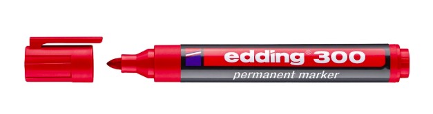 [4-300002] MARQUEUR EDDING PERMANENT E300 POINTE OGIVE TRACÉ 1.5/3MM CORPS PLASTIQUE COLORIS ROUGE
