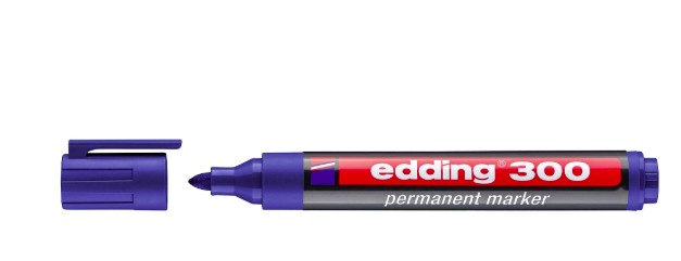MARQUEUR EDDING PERMANENT E300 POINTE OGIVE TRACÉ 1.5/3MM CORPS PLASTIQUE COLORIS BLEU