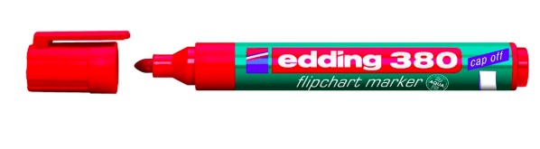[4-380002] MARQUEUR EDDING PERMANENT CHEVALET E380 POINTE OGIVE TRACÉ 1.5/3MM CORPS PLASTIQUE SPÉCIAL FLIPCHART COLORIS ROUGE