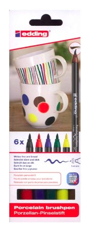 [4-4200-6] FEUTRE EDDING PORCELAINE E4200 CÉRAMIQUE ÉMAILLÉE VERRE POINTE PINCEAU FINE FLEXIBLE POCHETTE 6 COLORIS