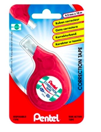 CORRECTEUR PENTEL COMPACT RUBAN 4.2MMX10M APPLICATION LATÉRALE NIVEAU BANDE DE CORRECTION VISIBLE