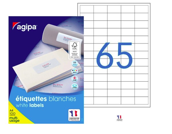 ÉTIQUETTE ADHÉSIVE APLI AGIPA MULTI-USAGE 38X21.2MM TOUTE IMPRIMANTE BOÎTE 6500 UNITÉS