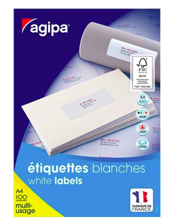 [119019] ÉTIQUETTE ADHÉSIVE APLI AGIPA MULTI-USAGE 210X99MM TOUTE IMPRIMANTE BOÎTE 300 UNITÉS