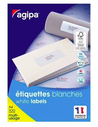 ÉTIQUETTE ADHÉSIVE APLI AGIPA MULTI-USAGE 99.1X93.1MM TOUTE IMPRIMANTE COINS ARRONDIS BOÎTE 600 UNITÉS