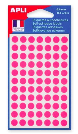 PASTILLE ADHÉSIVE APLI AGIPA DIAMÈTRE 8MM PERMANENTE COLORIS ROSE POCHETTE 462 UNITÉS