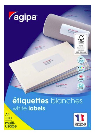 ÉTIQUETTE ADHÉSIVE APLI AGIPA MULTI-USAGE 70X29.7MM TOUTE IMPRIMANTE BOÎTE 3000 UNITÉS