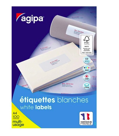 ÉTIQUETTE ADHÉSIVE APLI AGIPA MULTI-USAGE 105X42.4MM TOUTE IMPRIMANTE BOÎTE 1400 UNITÉS