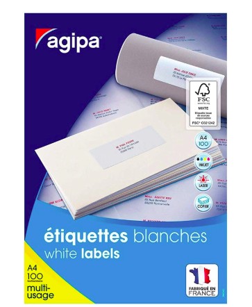 [100985] ÉTIQUETTE ADHÉSIVE APLI AGIPA MULTI-USAGE 105X74MM TOUTE IMPRIMANTE BOÎTE 800 UNITÉS