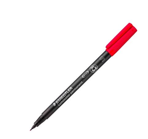 STYLO-FEUTRE STAEDTLER LUMOCOLOR PERMANENT POINTE EXTRA FINE MULTI-SUPPORTS SÉCHAGE IMMÉDIAT RÉSISTANT EAU COLORIS ROUGE