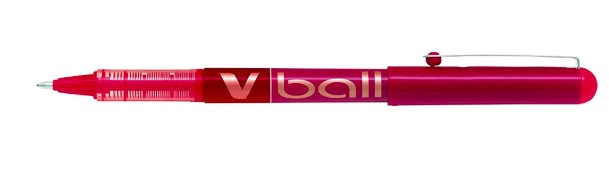 ROLLER PILOT VBALL 1.0 ÉCRITURE 0.7MM ENCRE LIQUIDE NIVEAU VISIBLE POINTE CONIQUE 1MM CLIP MÉTAL COLORIS ROUGE