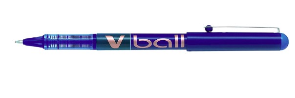 ROLLER PILOT VBALL 1.0 ÉCRITURE 0.7MM ENCRE LIQUIDE NIVEAU VISIBLE POINTE CONIQUE 1MM CLIP MÉTAL COLORIS BLEU