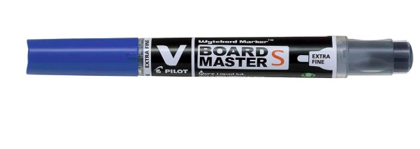 MARQUEUR PILOT V BOARD MASTER RECHARGEABLE POINTE CONIQUE EXTRA FINE 1.3MM ENCRE LIQUIDE BASE ALCOOL COULEUR VIVE BLEU