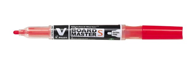 MARQUEUR PILOT V BOARD MASTER RECHARGEABLE POINTE CONIQUE EXTRA FINE 1.3MM ENCRE LIQUIDE BASE ALCOOL COULEUR VIVE ROUGE