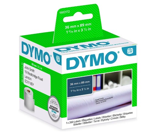 [10207] ROULEAU ÉTIQUETTES DYMO LABEL WRITER 89X36MM IMPRESSION THERMIQUE DIRECTE LARGE BAS VOLUME USAGE ADRESSE 130 UNITÉS