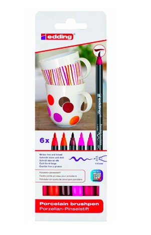[10357] FEUTRE EDDING PORCELAINE E4200 CÉRAMIQUE ÉMAILLÉE VERRE POINTE PINCEAU FINE FLEXIBLE POCHETTE 6 COLORIS CHAUDS
