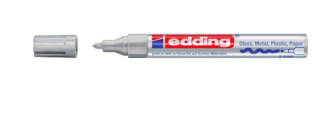 MARQUEUR EDDING PERMANENT PEINTURE E750 POINTE MOYENNE 2/4MM ENCRE LAQUÉE OPAQUE TOUS SUPPORTS RÉSISTANT CHALEUR ARGENT