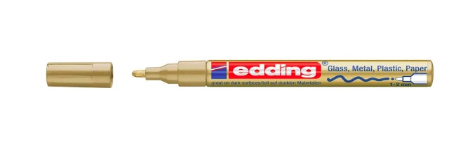 MARQUEUR EDDING PERMANENT PEINTURE E751 POINTE FINE 1/2MM ENCRE LAQUÉE OPAQUE TOUS SUPPORTS RÉSISTANT CHALEUR OR