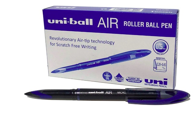 ROLLER UNIBALL AIR ENCRE LIQUIDE RÉSISTANTE POINTE MOYENNE TRACÉ 0.5MM COLORIS BLEU