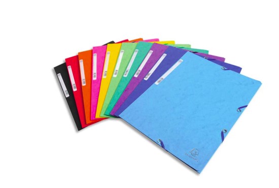 CHEMISE EXACOMPTA CARTE LUSTRÉE 5/10E 400G 3 RABATS ET ÉLASTIQUE A4 FORMAT 240X320MM COLORIS VIFS ASSORTIS 50 UNITÉS