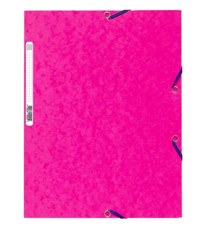CHEMISE EXACOMPTA CARTE LUSTRÉE 5/10E 400G 3 RABATS ET ÉLASTIQUE A4 FORMAT 240X320MM COLORIS FUSCHIA