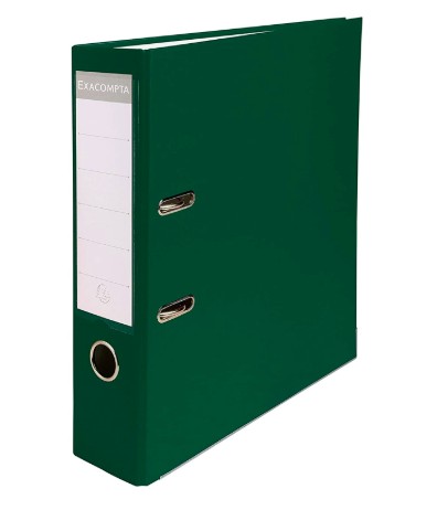 CLASSEUR LEVIER EXACOMPTA A4 POLYPROPYLÈNE 22/10E DOS 80MM COLORIS VERT FONCÉ