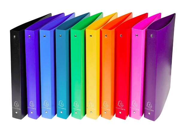 CLASSEUR EXACOMPTA 4 ANNEAUX 30MM POLYPROPYLÈNE 7/10E A4+ DOS 40MM COLORIS OPAQUES ASSORTIS 20U