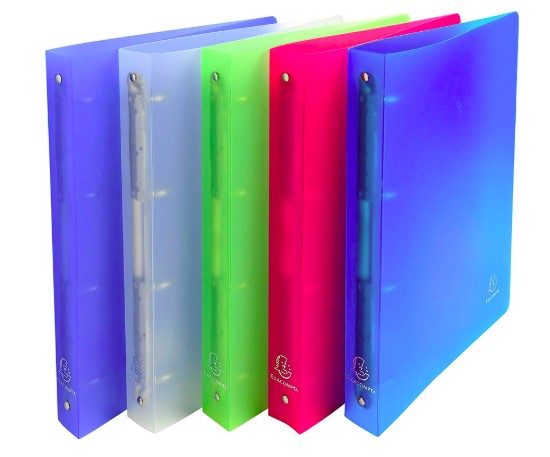 CLASSEUR EXACOMPTA CHROMALINE 4 ANNEAUX 30MM A4 POLYPROPYLÈNE DOS 40MM 5 COLORIS ASSORTIS 10 UNITÉS