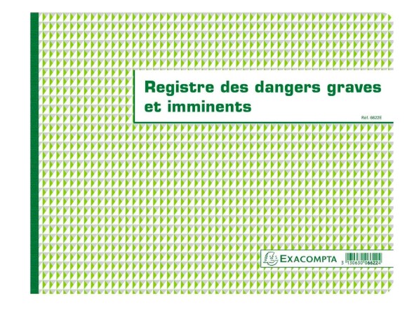 REGISTRE DANGERS GRAVES ET IMMINENTS PIQUÉ EXACOMPTA 240X320MM 20 PAGES