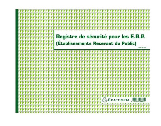 REGISTRE SÉCURITÉ POUR ÉTABLISSEMENTS RECEVANT DU PUBLIC EXACOMPTA PIQUÉ 240X320MM 32 PAGES