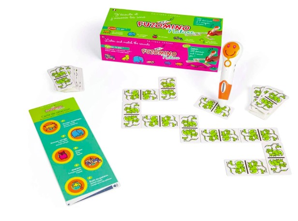 COFFRET DE JEUX ÉDITIONS FUZEAU FUZOMINO NATURE 28 DOMINOS 1 CRAYON SONORE 1 CABLE USB 5 JEUX DIFFÉRENTS
