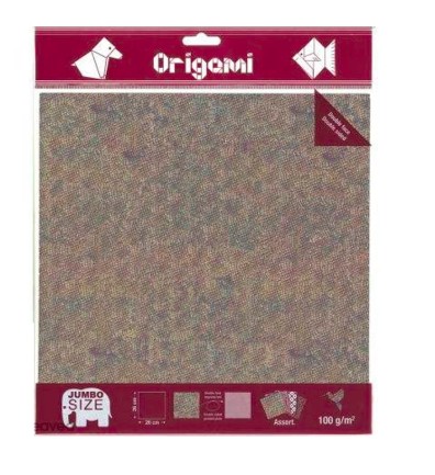 [10502] PAPIER PLIAGE OZ INTERNATIONAL ORIGAMI 260X260MM 100G/M2 DOUBLE FACE DÉCOR DINOSAURES COLORIS ASSORTIS 12F