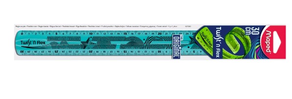 [10545] RÈGLE PLATE MAPED TWIST'N'FLEX 30CM SOUPLE INCASSABLE LUDIQUE 3 COLORIS ASSORTIS BLEU VERT ROSE