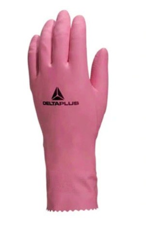 [10606] GANT MÉNAGE DELTAPLUS LATEX FLOQUÉ LONGUEUR 30CM ÉPAISSEUR 0.38MM COLORIS ROSE TAILLE 8/9 PAIRE