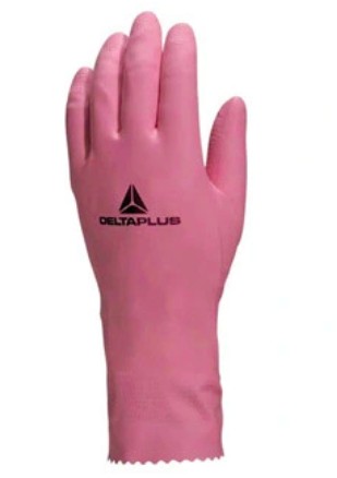 [10607] GANT MÉNAGE DELTAPLUS LATEX FLOQUÉ LONGUEUR 30CM ÉPAISSEUR 0.38MM COLORIS ROSE TAILLE 9/10 PAIRE