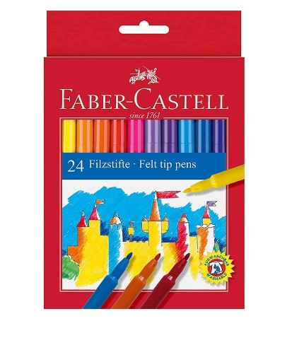 FEUTRE FABER CASTELL SCOLAIRE POINTE ROBUSTE CAPUCHON VENTILÉ LAVABLE COULEURS ASSORTIES ÉTUI 12 UNITÉS