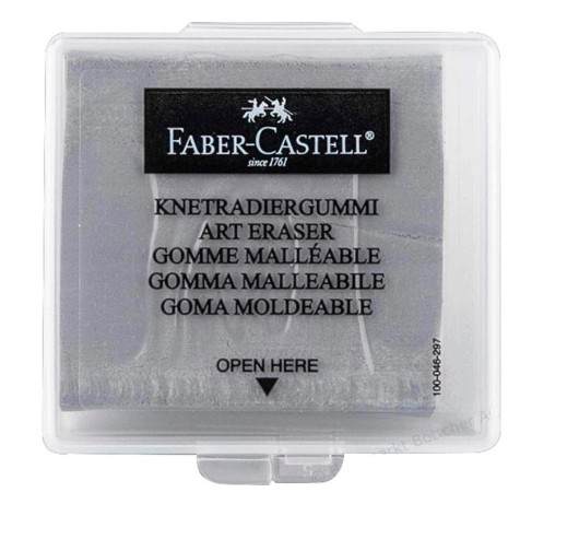 GOMME FABER CASTELL MIE DE PAIN CORRIGE DESSINS PASTEL CRAYON FUSAIN COLORIS GRIS ÉTUI PLASTIQUE