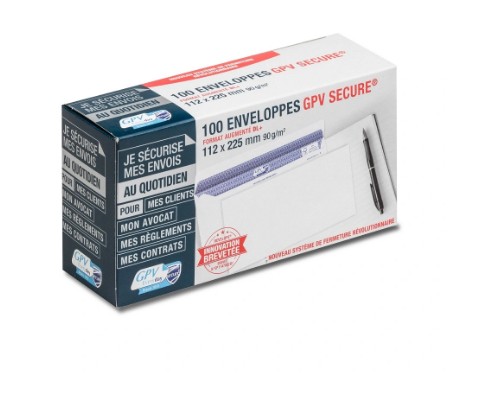 [10735] ENVELOPPE GPV DL+ 112X225MM 90G ADHÉSIVE FERMETURE RAPIDE SÉCURISÉE DÉFINITIVE BLANCHE BOÎTE 100 UNITÉS