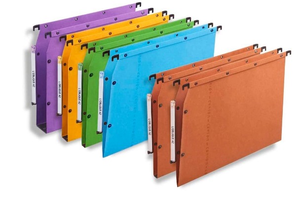 DOSSIER SUSPENDU L'OBLIQUE CARTE CANSON KRAFT ORANGE 240G TIROIR ENTRAXE 330MM H250MM FOND 15/30 BARETTE ACIER PACK 10U