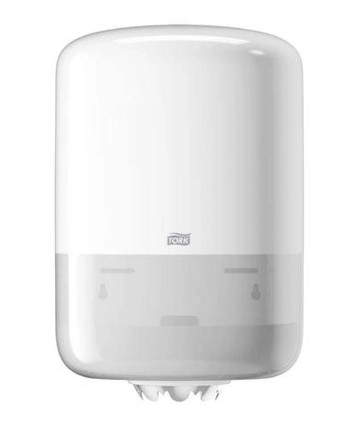 DISTRIBUTEUR ESSUIE-MAINS TORK M2 DÉVIDAGE CENTRAL BOBINE ABS ANTICHOC RECYCLABLE FENÊTRE VISUALISATION CLEF BLANC