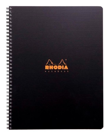 [11008] CAHIER RHODIACTIVE NOTEBOOK RELIURE INTÉGRALE NOIRE COUVERTURE PP A4+ 22,5X29,7CM 160 PAGES 90G 5X5MM MICROPERFORÉ