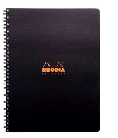 [11009] CAHIER RHODIACTIVE NOTEBOOK RELIURE INTÉGRALE NOIRE COUVERTURE PP A4+ 22,5X29,7CM 160 PAGES 90G LIGNÉ MICROPERFORÉ