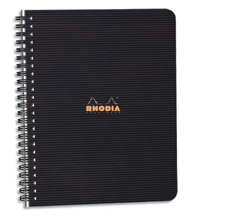[11011] CAHIER RHODIACTIVE NOTEBOOK RELIURE INTÉGRALE NOIRE COUVERTURE PP A5+ 16X21CM 160 PAGES 90G LIGNÉ MICROPERFORÉ